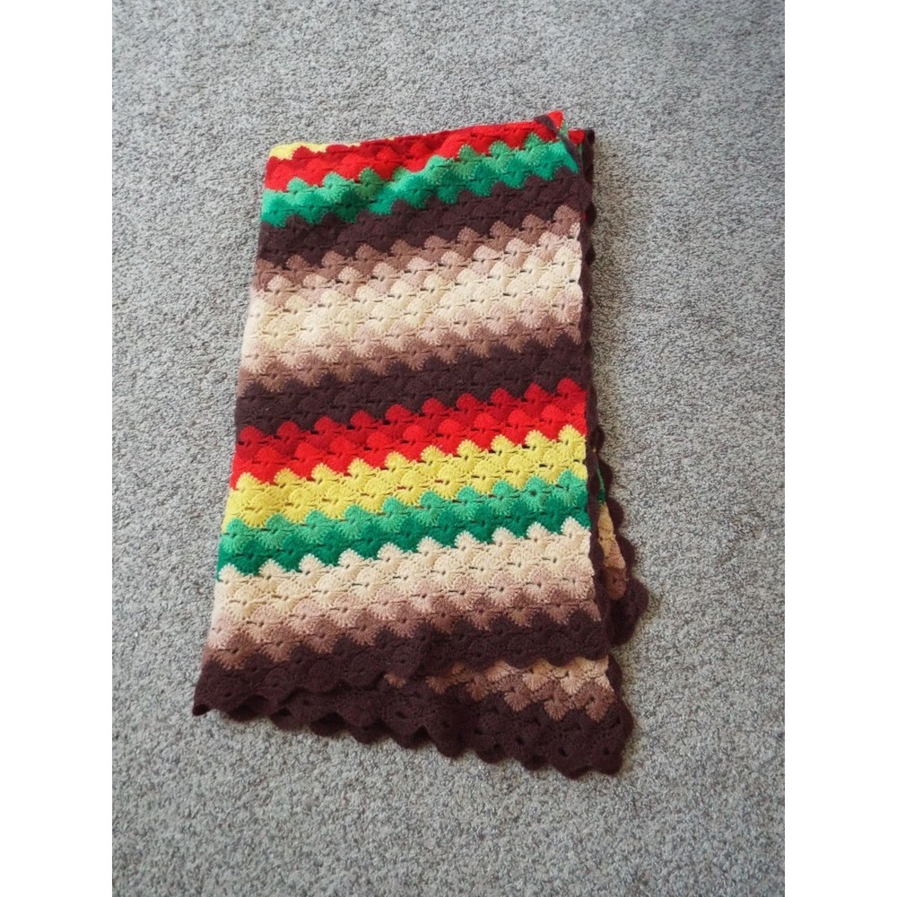 #11 - Afghan Crochet Blanket Multicolored 59"L x 36"W